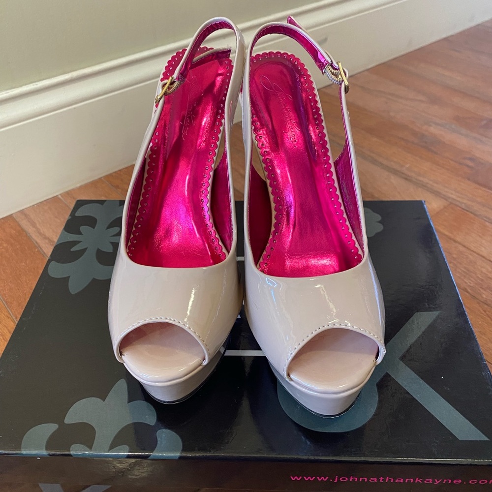 Jonathan Kayne Natalia Nude Slingback Heels 4”